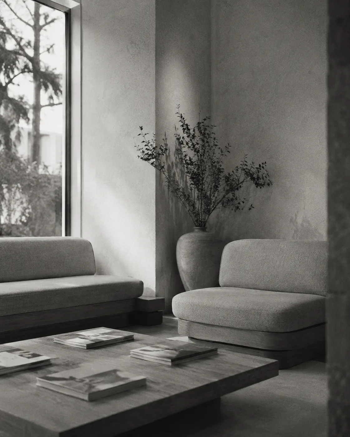 AI-generated scene of a calm waiting room.