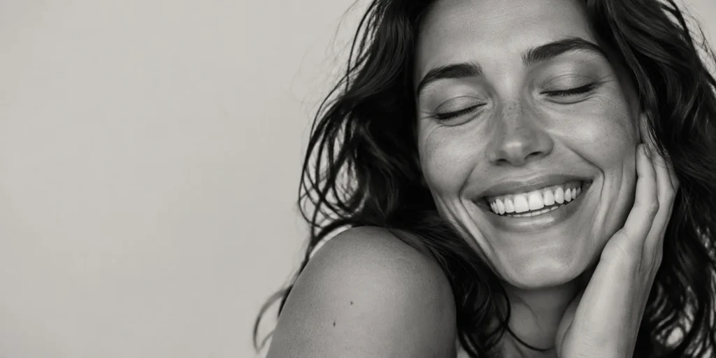 AI-generated smile portrait for a design specimen.